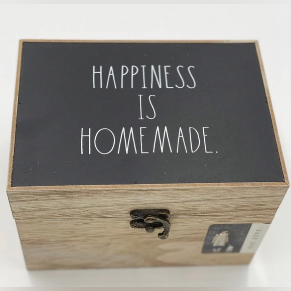 NEW Rae Dunn Wooden Happiness is Home Made Recipe Box - Picture 2 of 4